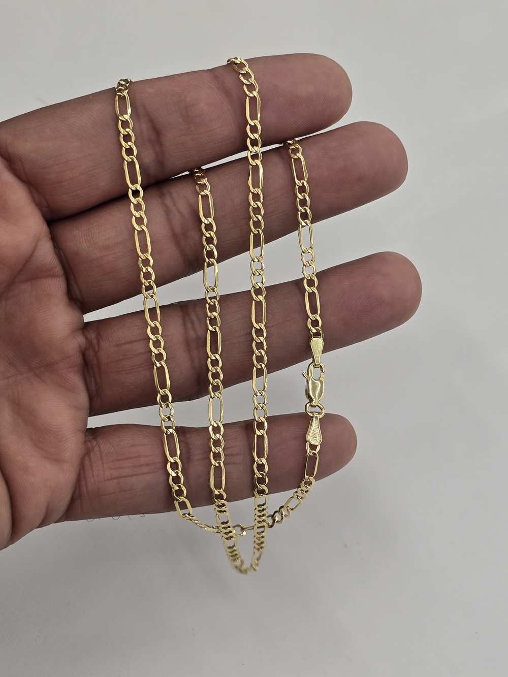 10kt Real Gold Figaro Chain 3.2 Mm 22 Inch
